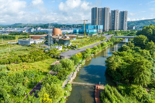 荔浦荔江國家濕地公園夏季風光