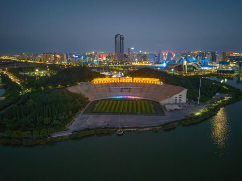 寧夏銀川覽山公園夜景
