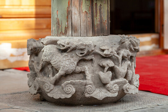 五臺山普化寺古建石雕石刻柱子