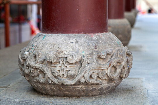 五臺山普化寺古建石雕石刻柱子