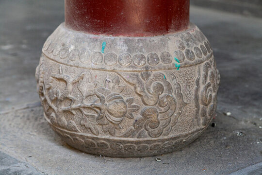 五臺山普化寺古建石雕石刻柱子
