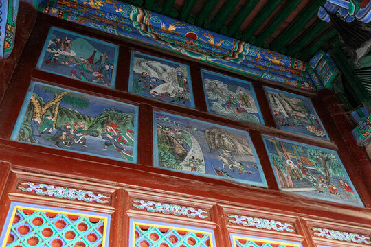 五臺山普化寺古建石雕彩繪