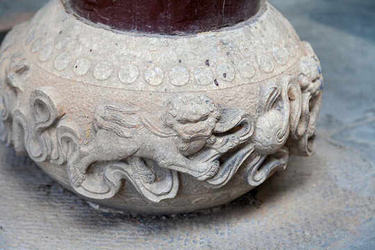 五臺山普化寺古建石雕石刻柱子