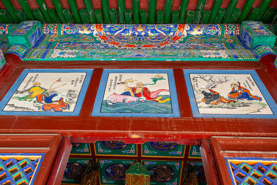 五臺(tái)山普化寺古建石雕彩繪