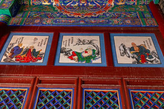 五臺山普化寺古建石雕石刻彩繪