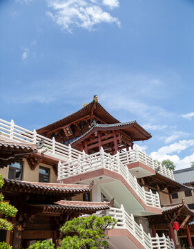 五臺山古文殊寺藍(lán)天白云古建
