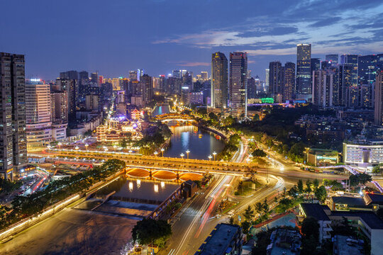 成都九眼橋安順廊橋城市夜景