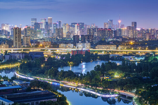 成都天際線城市風(fēng)光夜景東湖