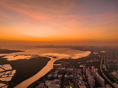 深圳灣晚霞大景