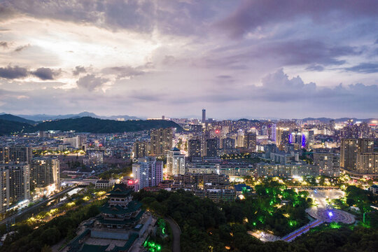 溫嶺城市風(fēng)光夜景航拍