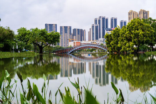 水倒影拱橋建筑深圳坪山1