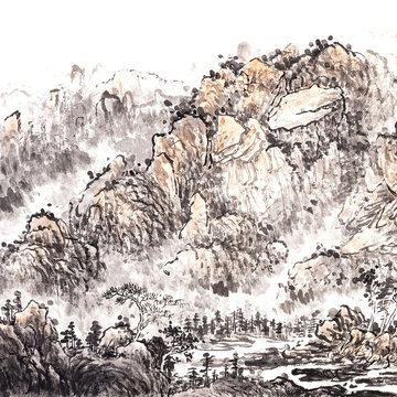 水墨山水畫禪意