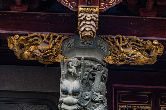 古代建筑龍頭支撐