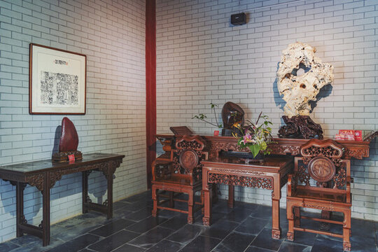 奇石紅木家具中式裝飾房間室內(nèi)