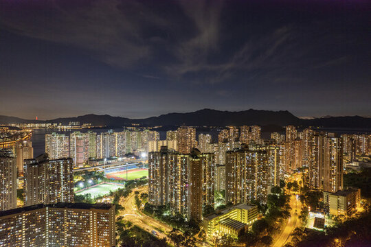 香港沙田区夜景
