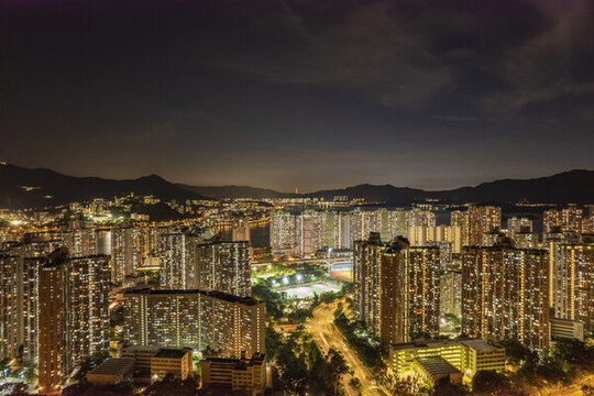 香港夜景高楼林立