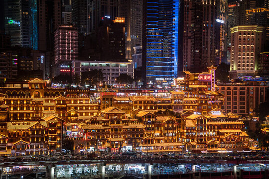 重慶洪崖洞江景夜景
