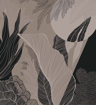 抽象線條單邊定位花