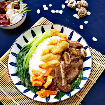 豬排雞米花飯