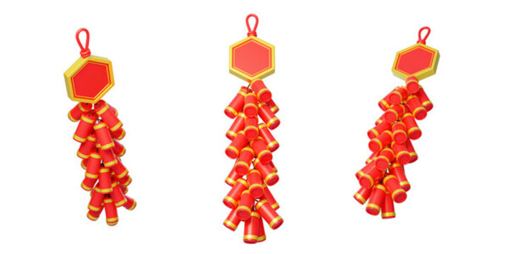 新年迎新煙花爆竹發(fā)財(cái)鞭炮3D