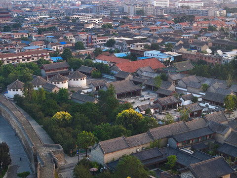 河南省鶴壁市?？h古城晨曦航拍