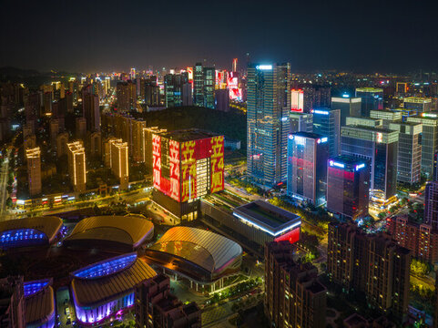 航拍濟(jì)南國(guó)慶燈光秀