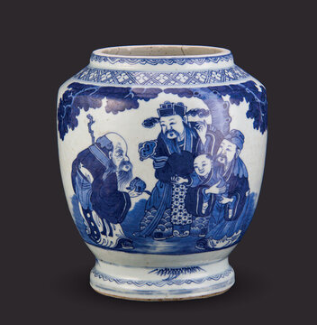 清乾隆青花福祿壽瓶改罐