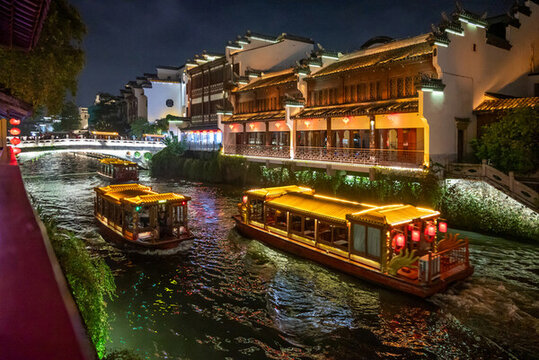 南京秦淮河風光夜景