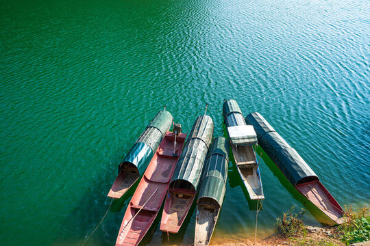 江河湖泊水库渔船美丽风光