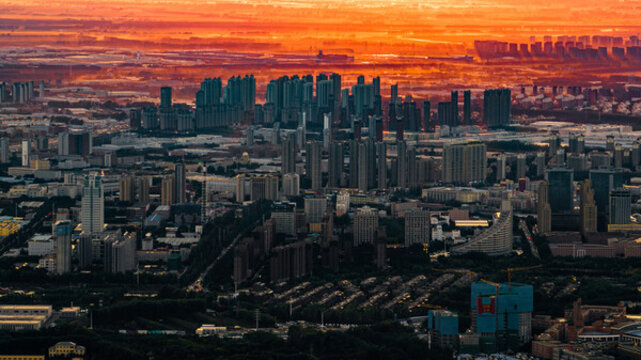 中國長春南部新城落日景觀