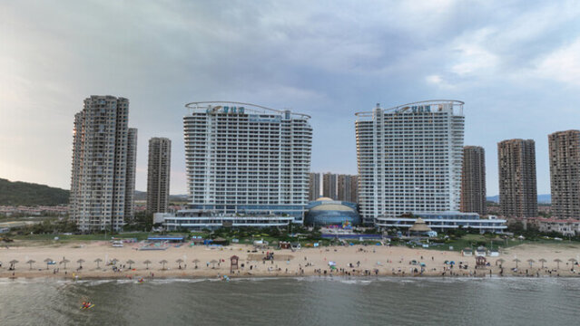 航拍煙臺海陽碧桂園十里金灘