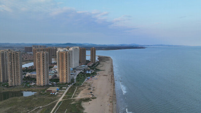 航拍煙臺海陽碧桂園十里金灘