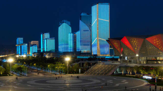 陜西省西安市西安奧體中心夜景