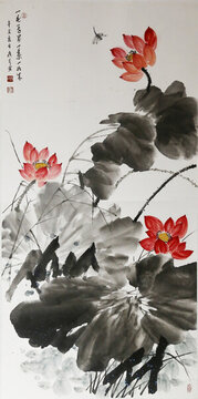 荷花國(guó)畫
