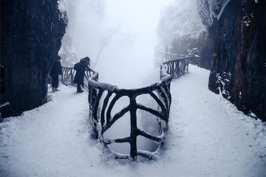 張家界天門山雪景