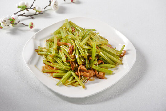 山芹炒肉絲