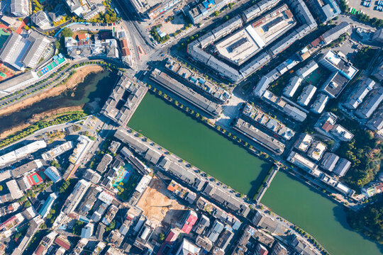 航拍通道縣城城市建筑風(fēng)景
