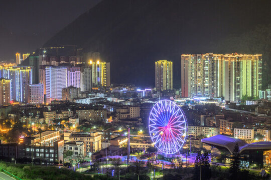 四川石棉縣城夜景