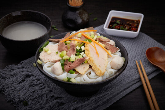 魚丸豬心肉卷粿條