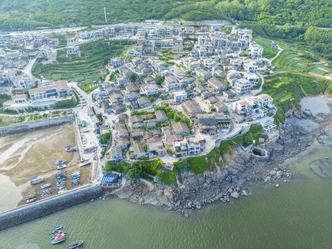 航拍福建平潭島北港村
