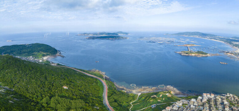航拍福建平潭島北港村