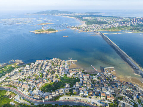 航拍福建平潭島北港村