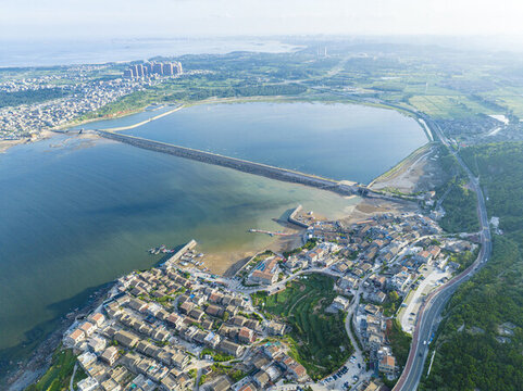 航拍福建平潭島北港村