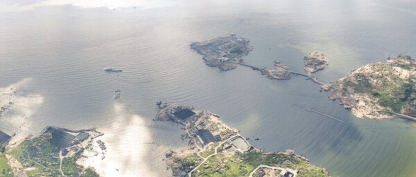航拍福建平潭島猴研三島