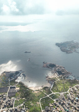 航拍福建平潭島猴研三島