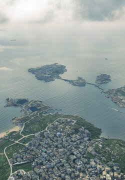 航拍福建平潭島猴研三島