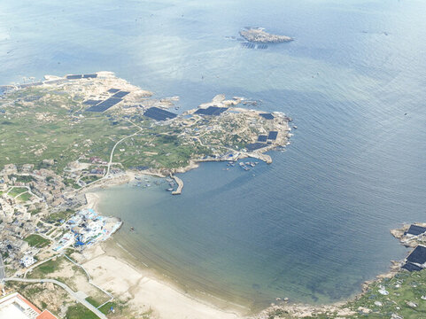 航拍福建平潭島猴研三島
