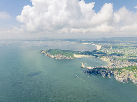 航拍福建平潭島仙人井海岸