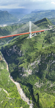 航拍貴州六盤水北盤江大橋