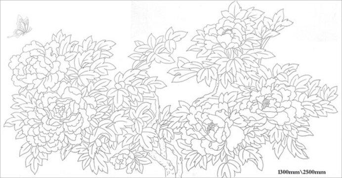花開富貴線描圖